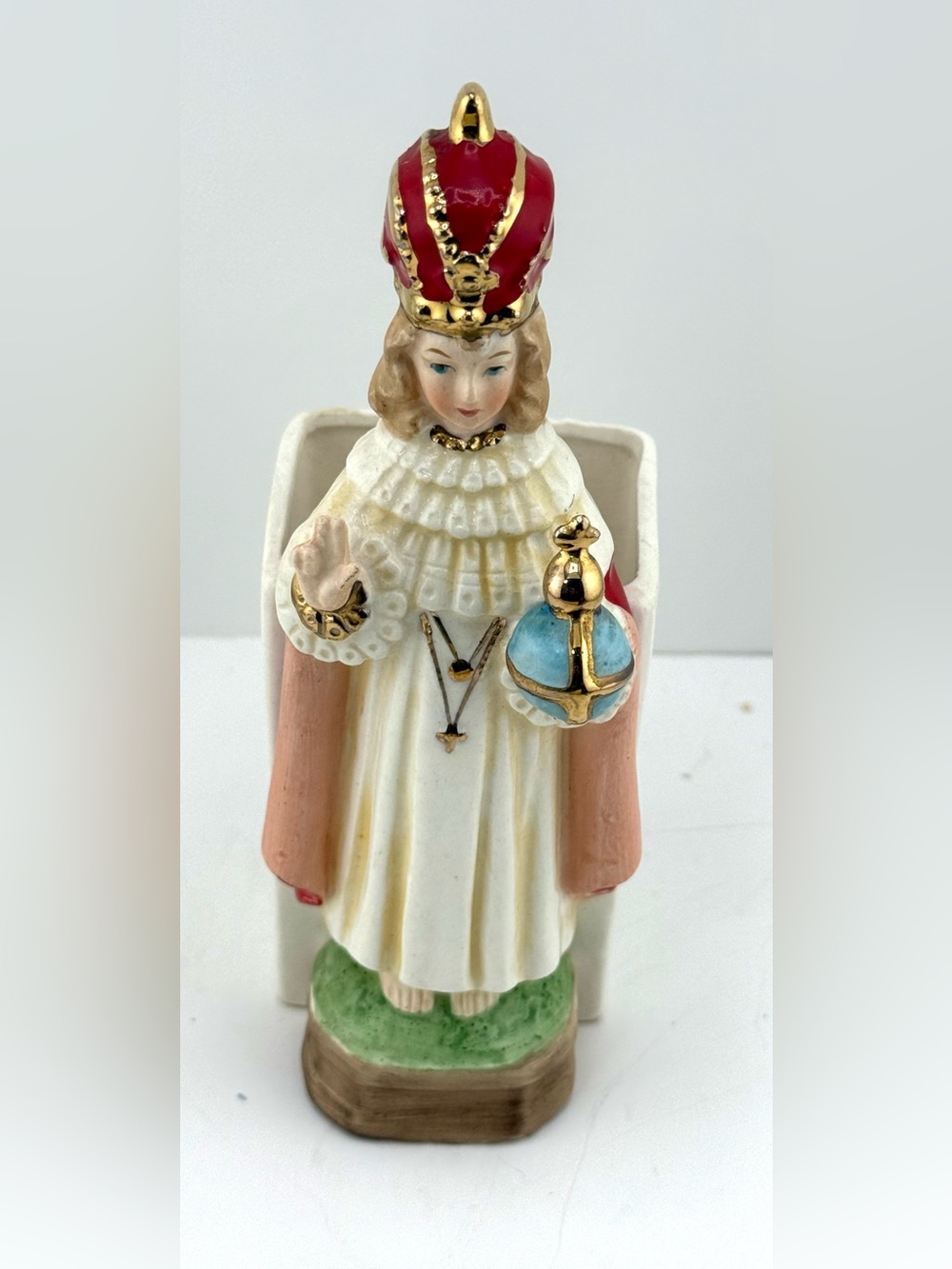 Vintage Infant of Prague porcelain planter figurine